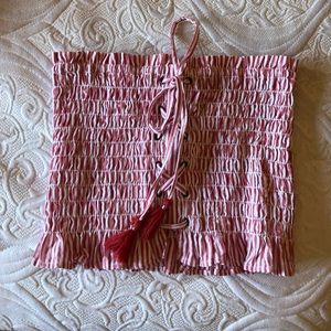 AEO pink & white tube top